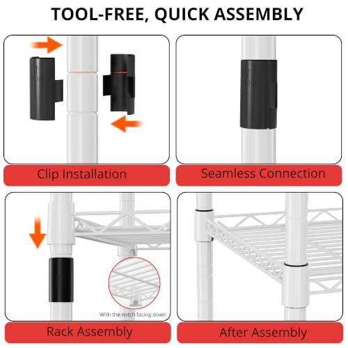 Image of REGILLER 5-Wire Shelving Metal Storage Rack Adjustable Shelves,Standing Storage Shelf Units for Laundry Bathroom Kitchen Pantry Closet(White,11.8 inch D x 16.6 inch W x 53.5 inch H,With Wheels)
