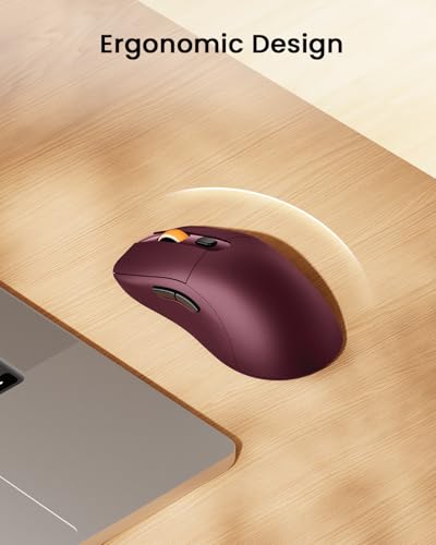 Image of ProtoArc EM15 USB C Mouse, Tri-Mode Bluetooth Mice for Laptop, Wine Red | 68g Ultra-Light, Full-Size Ergonomic Design, Silent Clicks, Rechargeable, Dual Receivers (Type-C & USB-A), for Windows, Mac