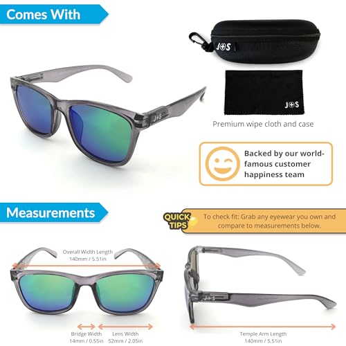 Image of J+S Mission Mark II Rectangle Polarized Sunglasses for Men | Spring Hinge Frame | Polarized 100% UV 400 | Medium-Small Fit