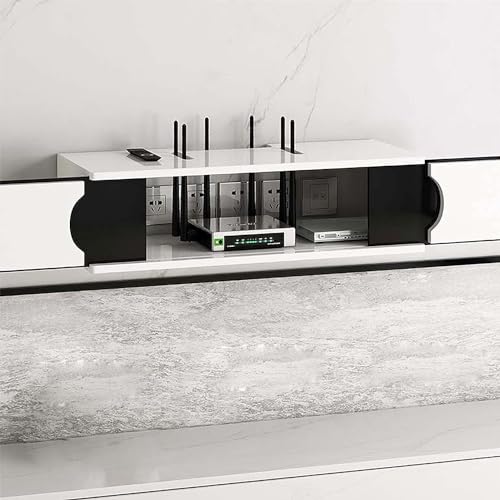 Boîte de rangement routeur WiFi et décodeur TV - Étagère flottante murale blanche - 4