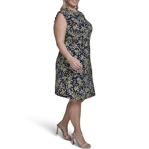 Image of Tommy Hilfiger Women's Sleeveless Ruffle Neck Jersey Dress