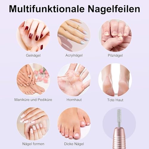 COSLUS Kabellos Tragbar Nagelfräser, 11 in 1 Profi Maniküre und Pediküreset, Nagelfeile für Gelnägel und Acrylnägel, Nagelformen, Entfernen von Hornhaut