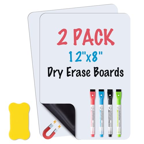 2-Pack Magnetic Dry Erase Board Sheet for Refrigerator, 12