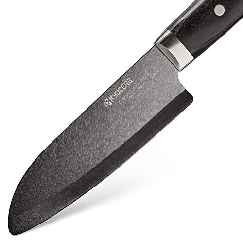Kyocera Advanced Ceramic LTD Series Santoku Knife with Handcrafted Pakka Wood Handle, 5.5-Inch, Black Blade - Thumbnail 3