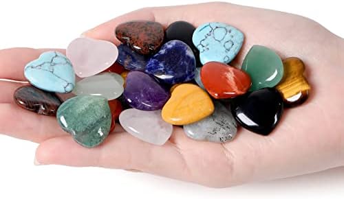 XIANNVXI 15Pcs Healing Crystals Heart Stones Love Palm Pocket Stone Natural Multi Gemstones Reiki Chakra Crystal Gifts