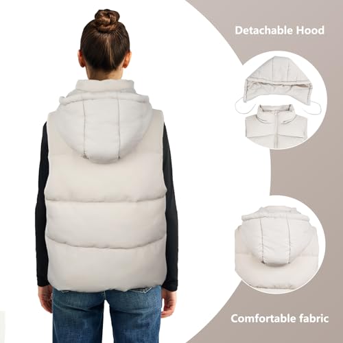 Aokivvy Colete feminino acolchoado com bolsos, zíper espesso, removível, sem mangas, gola alta, gola