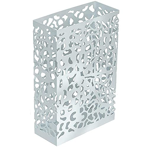 Paragüero rectangular negro de metal calado para la entrada del hogar
