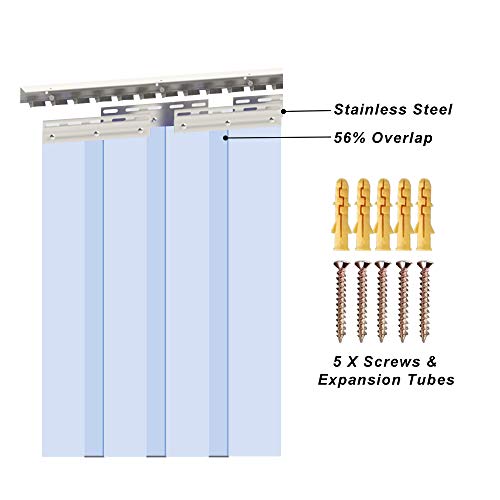 VIZ-PRO 6PCS Strip Door Curtain, 84" Height X 36" Width, 0.08 Inch Thickness Standard Clear PVC Curtain Strip with 56% Overlap for 3' X 7' Doors