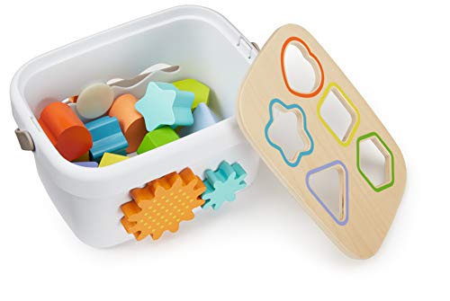 Amazon Basics Wooden Shape Sorter and Rainbow Stacker Classic Baby Toy Set-Sorting Play for Infants Age 12M+, Medium, Multicolor by Amazon Basics - Image 4