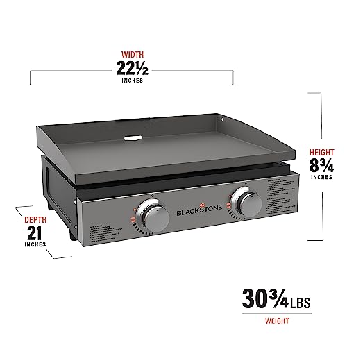 Blackstone 22" Tabletop Grill without Hood- Propane Fuelled – 22 inch Portable Gas Griddle with 2 Burners - Rear Grease Trap for Kitchen, Outdoor, Camping, Tailgating or Picnicking (1666) by BLACKSTONE - Image 3