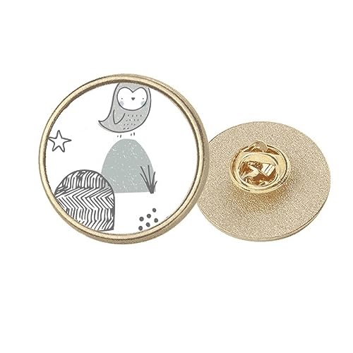 Broche ronde en métal doré d'inspiration gravure nordique, élégance taille M