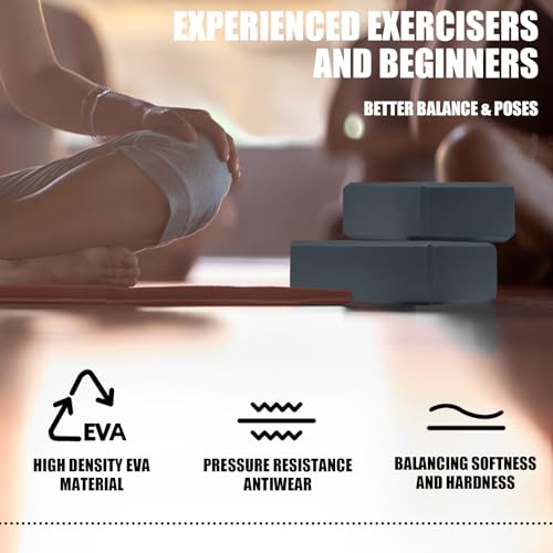 Image of Septo 2 Pcs Yoga Blocks, 9x6x3 Inch Foam Blocks for Pilates | High density EVA foam Yoga Props lightweight non-slip surface for meditation stretching balance training