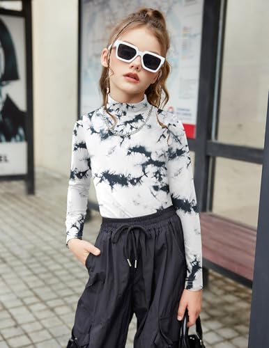 Image of Arshiner Girls Long Sleeve Mock Turtleneck Shirts Slim Fit Base Layer Top