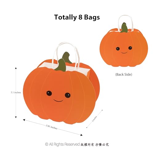 Cheerland Pumpkin Gift Bag Fall Party Favor Bags Cute Friendsgiving Goodie Treat Bag for Kids Birthday Baby Shower Autumn Theme Festival Harvest Thanksgiving Party Classroom Celebration Supplies 8pcs by Cheerland - Image 2