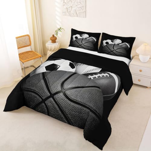 Image of Feelyou Boys Sports Comforter Set Full Size 3 Pcs for Kids Boys Girls