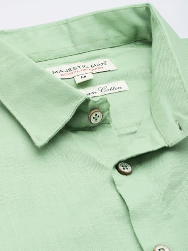 Image of Majestic Man Men Slim Fit Pure Cotton Solid Half Sleeve Casual Shirt