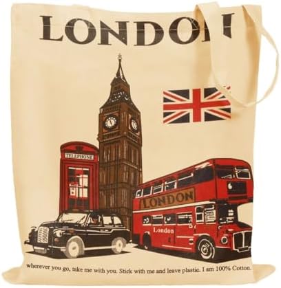 MINIMARG Printed 100% Cotton Tote Bag Souvenir for Presents | Lon...