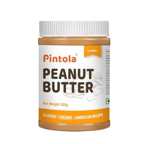 Image of Pintola Original Classic Peanut Butter Creamy 500g - with High Protein 26g & 7.2g Fiber, Premium Roasted Nuts, Gluten Free, Zero Trans Fat, with MUFA Good Fats, Vit E & B3, Dairy Free
