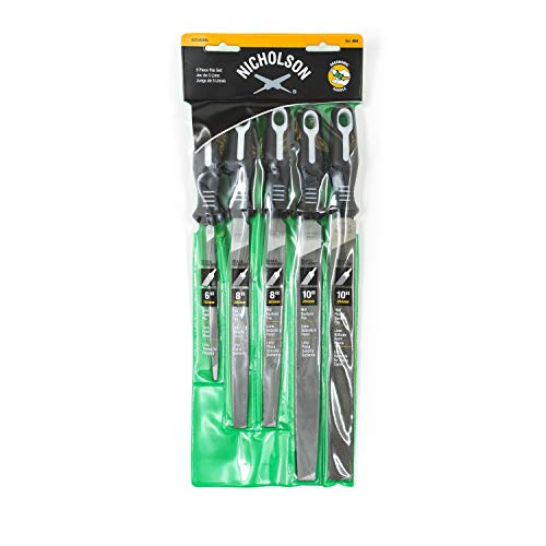 Nicholson 22040Hnn 5 Piece Hand File Set With Ergonomic Handles, American Pattern, 6" Length, (2)-8" Length, (2)-10" Length #TOP6