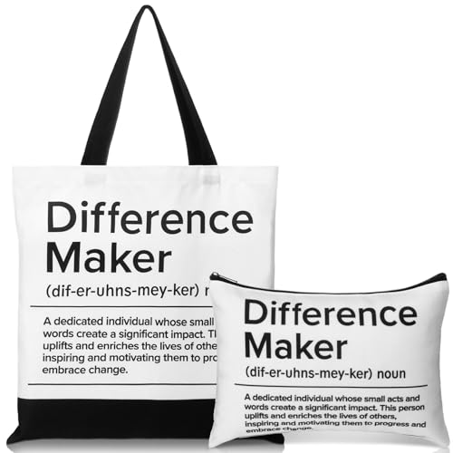 Paterr 2 Pcs Difference Maker Tote Bag Pillow Set Casual Black and White