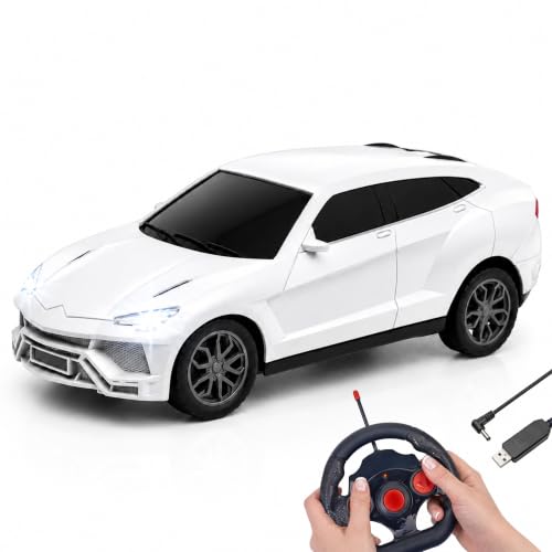 Image of Gooyo GY-448JM Rechargeable Remote Control Car Toy | White Color, Power Source: Lithium Rechargeable Battery for Car (Included) & 2xAA Battery for Remote Controller (Not Included)
