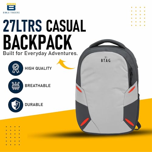 Image of Btag 27Ltrs Stylish Laptop & Casual Backpack | Water-Resistant, Comfortable, Lightweight & Trendy | Large Storage, Smooth Zippers, Spacious & Travel-Friendly | Ideal for Work, Study & Daily Use
