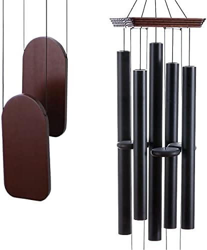 48" Extra Large Wind Chimes for Outside Deep Tone Tuned, Memorial Chimes Outdoors Clearance, Low Tone Baritone Windchimes in Sympathy, Long Wooden Bamboo Wind Chimes in Memory of A Loved One Black
