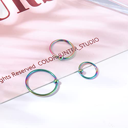 ORAZIO 36Pcs Surgical Steel Nose Ring Hoop for Women 20 Gauge Nose Piercing Jewelry Septum Ring Cartilage Helix Piercing 6-12mm - Thumbnail 5