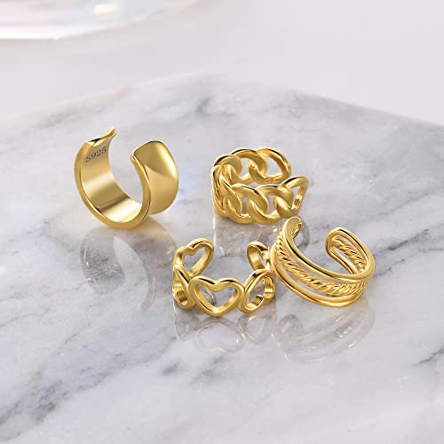 Ear Cuffs 18K Gold Plated 925 Sterling Silver Fake Ear Cuffs Non Piercing Ear Conch Clip On Earrings For Women Adjustable #TOP3
