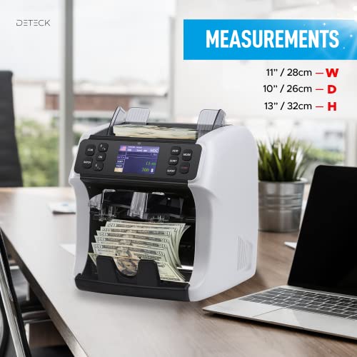 Deteck Money Counter Machine Mixed Denomination With Reject Pocket, Dt800 Bank Grade Multi Currency Bill Counter, Serial Nb, 2Cis/Uv/Mg Counterfeit Detection, Value Counter, Sort & Print #TOP5