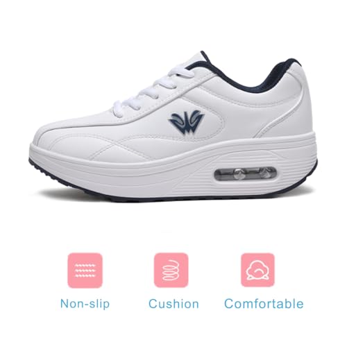 Image of RUIDENG Platform Sneakers for Women Air Cushion | Walking Shoes Women Comfortable All Day | Thick Rocker Bottom