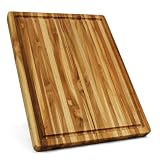 BEEFURNI Teak Wood Cutting Board with Juice Groove Hand Grip, Wooden Cutting Boards for Kitchen Medi