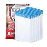 SpaceSaver 8 x Premium Travel Storage Bags For Clothes, Pillow Cases & More, (4 x Large, 4 x Medium), 80% More Storage Than Leading Brands!