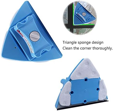 KOKITEA Double-Sided Window Cleaner Glass Wiper Magnetic Cleaning Tools, 4-Gears Adjustable Magnetic Glider Washing Brush Tools, for High-Rise Double Thick Glazed Windows Thickness 0.3"-1.5" (Blue)