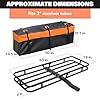 WEIZE 53" x 19" Hitch Mount Cargo Carrier Basket 500LB Capacity with Hitch Stabilizer, Waterproof Bag, Net & Straps, Fits 2" Receiver for Car SUV, Steel Construction