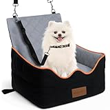 wagnation Dog Car Seat for Small/Medium Dogs Under 35lbs, Pet Booster Seat with 4In Memory Foam Cushion, Fully Detachable and Washable, Travel Dog Carseat with Storage Pocket and Safety Belt