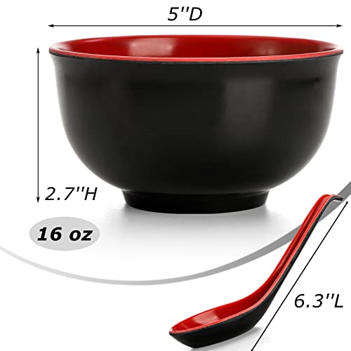 Lyellfe Set of 10 Miso Soup Bowl with Spoon, Restaurant Quality Cereal Rice Bowl, 16 Oz Unbreakable Japanese Dinnerware for Ramen, Udon Noodle, Dishwasher Safe - Image 3