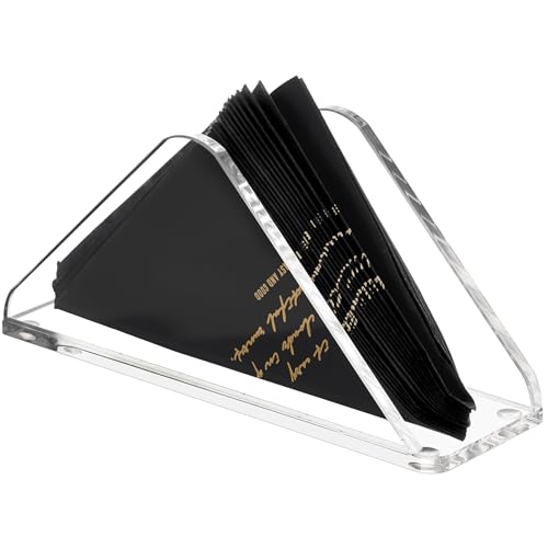 Acrylic Standing Triangle Paper Napkin Holder for table, Napkin Dispenser for Dinner, Cocktail, Luncheon Napkins, Indoor Outdoor Home Dining Restaurant Kitchen Decor