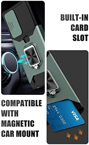 Jusy Wallet Case for Samsung S22 Ultra & 2 Screen Protectors, with Sliding Camera Cover, Card Holder Slot and Kickstand Ring, Full Body Heavy Duty Case Military Grade Cover (Sage Green)