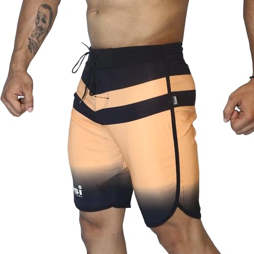 Image of USI Universal Shorts for Men, 411PT Triangle Physique Board Shorts, Fitness Shorts, Polyester Elastane Construction, Hook Loop Fly (Medium, Yellow)