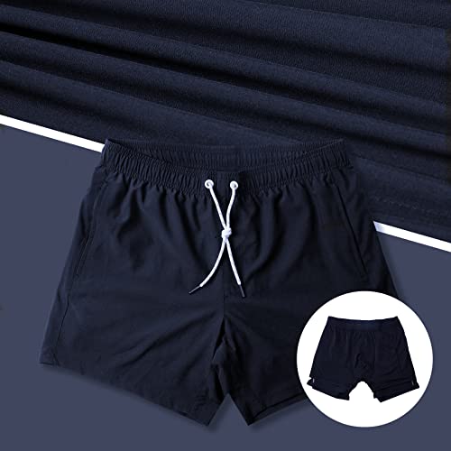 Arcweg Mens Swim Trunks with Compression Liner 5.5" Inseam Quick Dry Board Shorts with Zipper Pockets Bathing Suit4