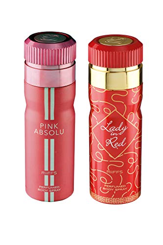 COMBO Riiffs PINK ABSOLU + LADY IN RED Perfume Deodorant spray 200ml Each {pack of 2}