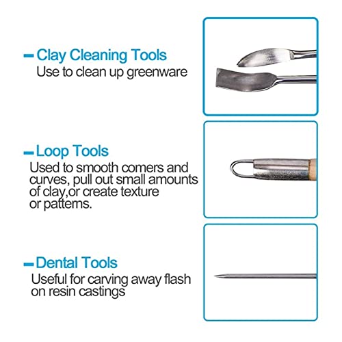 Multifunctioneel 61 stks Aardewerk Gereedschap Clay Sculpting Tools Houten Handvat Aardewerk Carving Tool Set Clay Cleaning Tools Kits Rock Painting Kit for S voor kleiaardewerk, doe-het-zelf - Image 3