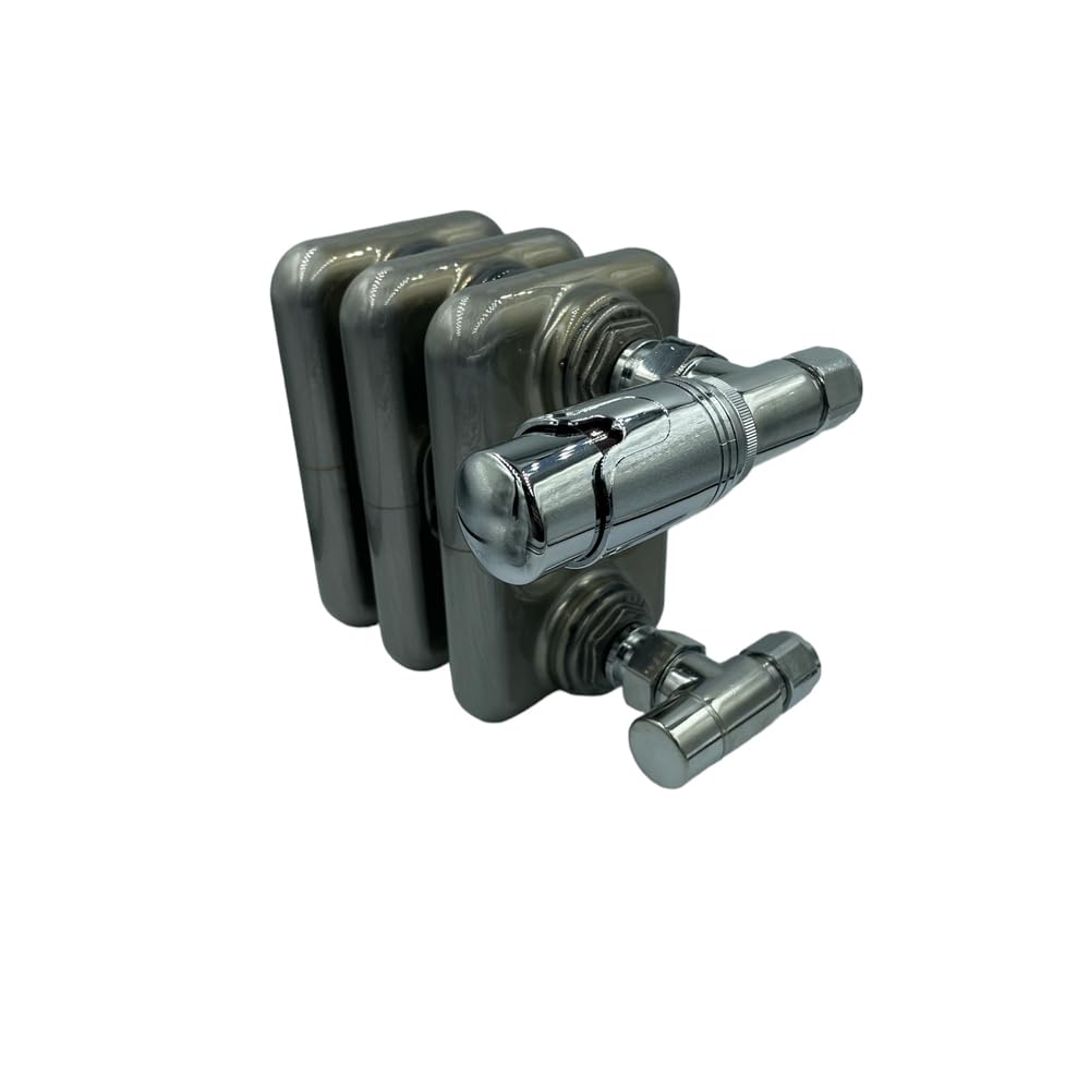 Kit Valvole Termostatiche per Termosifoni HM Cromate 1/2"x16 mm | Valvola + Detentore + Adattatori Multistrato + Testa Termostatica | Risparmio Energetico e Controllo Temperatura