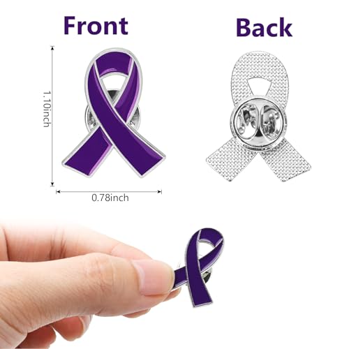 Image of 10 PCS Ribbon Pin Domestic Violence Awareness Brooch, Alzheimer's, Epilepsy, Lupus, Pancreatic Cancer Awareness Pins for Public Charity Fundraising Event