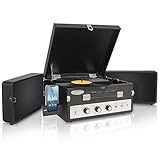 Updated Version Pyle Portable Bluetooth Suitcase Record Player w/ Dual Fold-Out Speaker System, Aux-In and Bluetooth, Vintage Retro Classic Style, Vinyl-To-MP3 Recording, PC Encoding, 45 RPM Adaptor