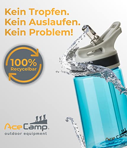 AceCamp TRITAN Trinkflasche | Sportflasche | BPA-frei I alle Getränke I Springdeckel blau 350 ml – Ansicht 3
