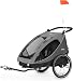 hauck Dryk Duo, Grey - 2in1 Fahrradanhänger & Kinderwagen für 2 Kinder ab 6 Monaten bis 22 kg/120 cm/4 Jahre, für Zwillinge & Geschwister, Faltbar, XL Stauraum, für Fahrrad, E-Bike & Pedelec