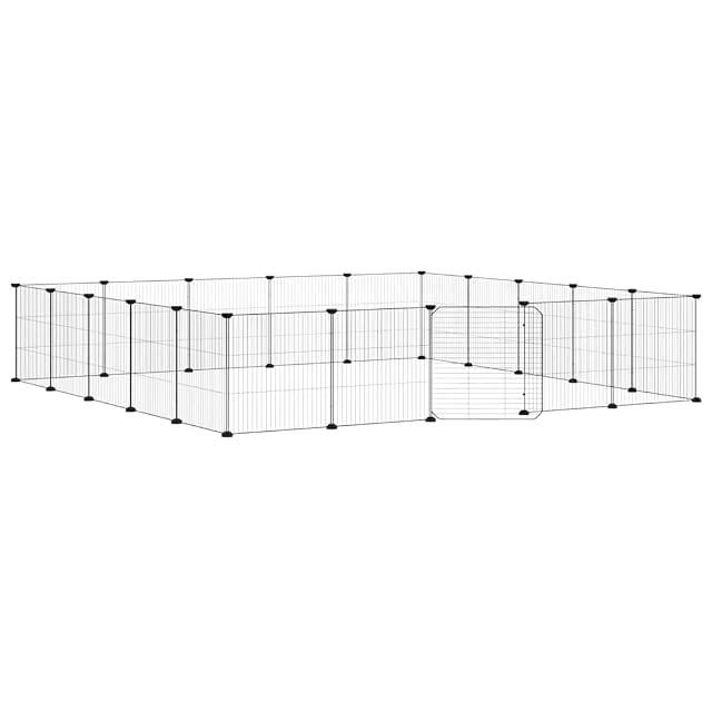 vidaXL Jaula para Mascotas de 20 Paneles Puerta Acero Negro 35x35 cm