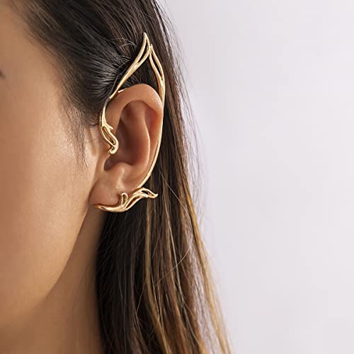Gothic Elves Ear Cuffs 2pcs Non-Pierced Cat Ear Wrap Hollow Cartilage Climber Earrings Punk Hip Hop Clip on Statement Earrings Gift for Women3